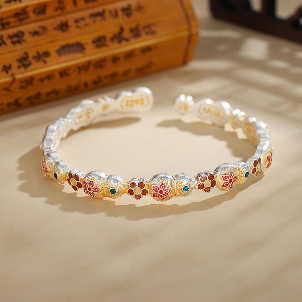 Elegantes goldbemaltes Cloisonné-Kürbis-Lotus-Armband - Vielseitiger Luxus für Glück und Wohlstand