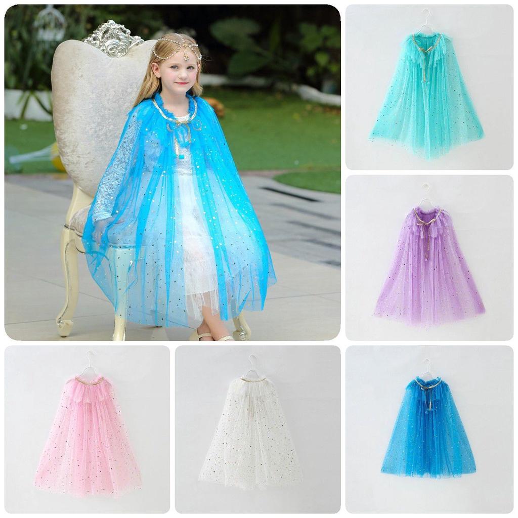 Girl Kids Fairy Cape Frozen Elsa Dress Princess Costume Cloak Tulle Xmas Shawl