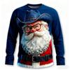 Christmas Men's long sleeved T-shirt Santa Claus pattern print t shirt for man New Year men's round neck T-shirt Men's clothing