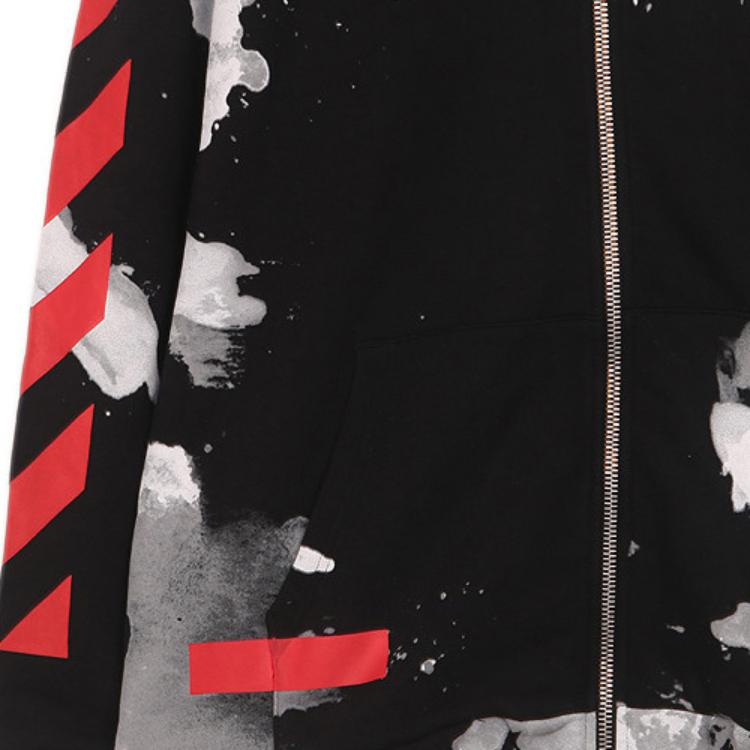 Off-White Tie-Dye Loose Hoodie Sweatshirt Jacket Men Tops Black OMBB010G20FLE0019932