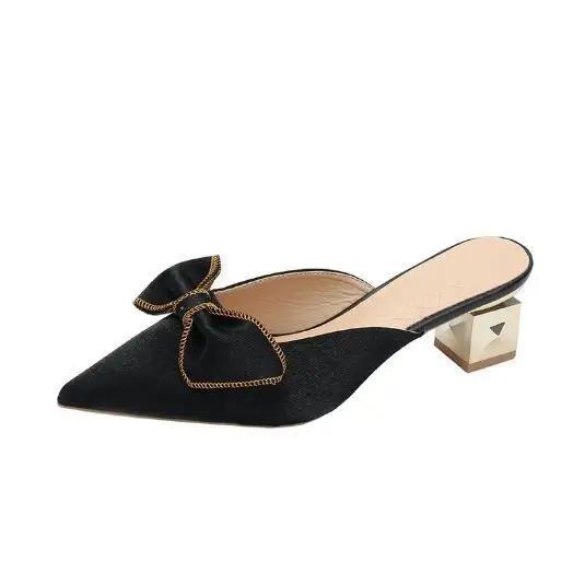Fashion With Heel Slides Pointed Toe Shoes Women's Slippers and Ladies Sandals Outside New Fashion Chic Elegant Summer 2025 Style Luxury