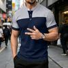 Men's Casual Short Sleeve Polo Shirt Button Placket Stand Collar Slim Fit Lightweight Breathable Fabric Summer Top