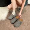 Ugly and cute retro woolen shoes increase in height, lazy bag head one-word buckle, women's casual thick bottom half drag