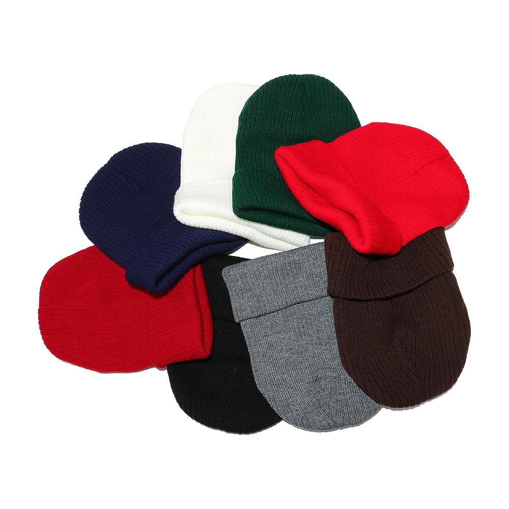 Solid color striped knitted hat women's warm hat autumn and winter outdoor bag head wool hat riding ear protector cold hat men
