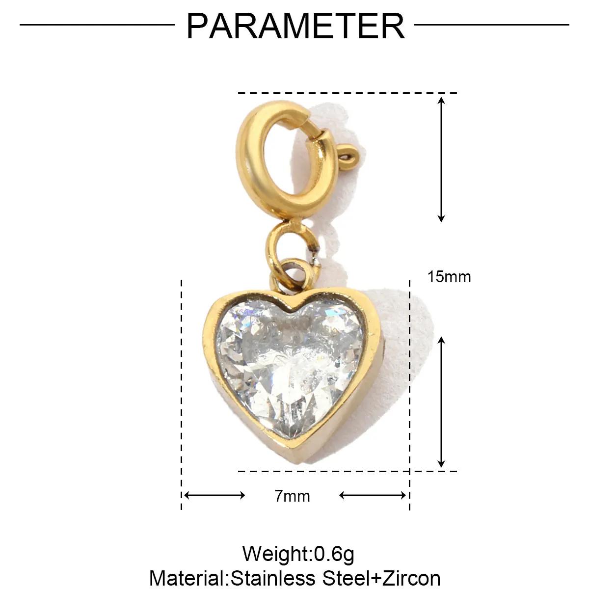 

3Pcs Stainless Steel Star Heart Clover Pendant Charms for Women DIY Necklace Bracelet Lobster Clip