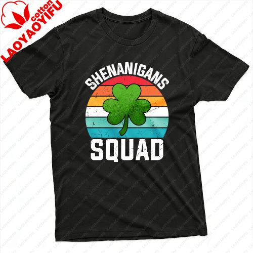 Shenanigans Squad Clover Design Summer Unisex TShirt Vintage Style Casual Wear St Patricks Day Festivals Perfect Gift Tee Tops