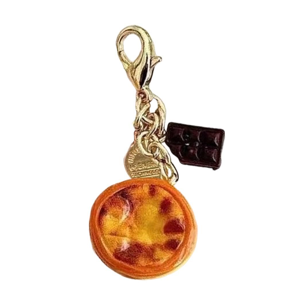 Original Egg Tart Buckle Keychain Unique Creative Designs Sturdy Alloy Resin Materials for Backpack Decoration