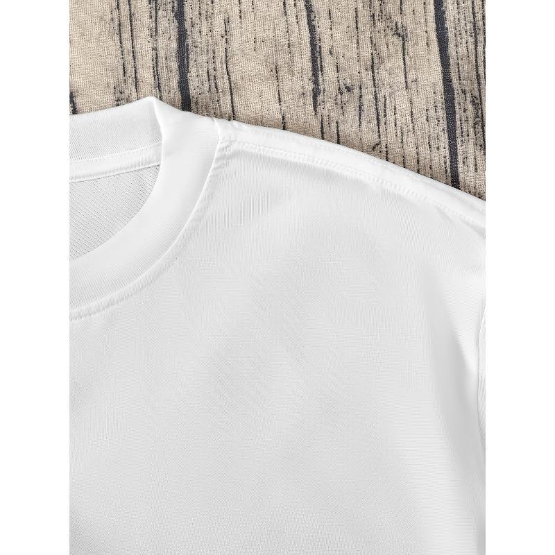 European Size Cartoon Figure Pattern T-shirt, Men's Casual Street Style Stretch Round Neck Tee Shirt For Summer