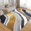 Large Abstract Soft Velvet Area Mat Non Slip Machine Washable Thick Plush Mat Gray Blue Black Golden for Living Room Office