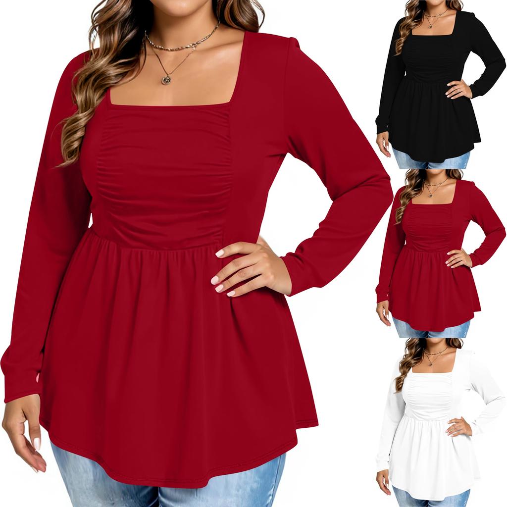 Women's Fashion Casual Solid Color Oversized  Long Sleeve Loose Fit Top