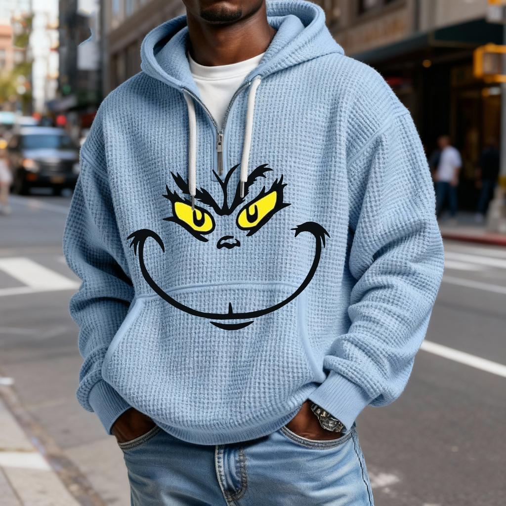 Mokaloha Men's Casual Solid Color  Zipper Long Sleeve Hooded Sweatshirt, Everyday Zipper Casual Long Sleeve T-Shirt