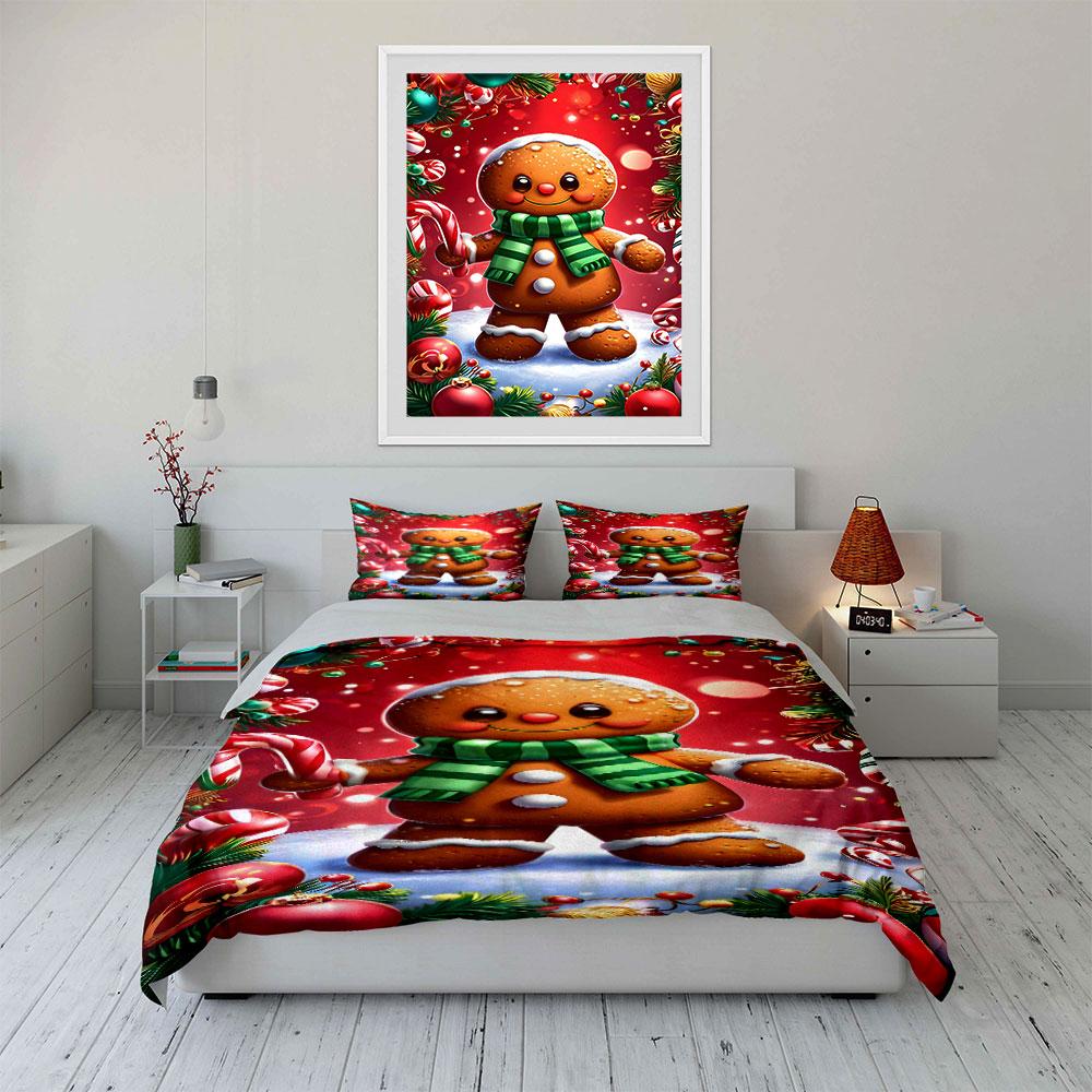 Sweetly festive gingerbread Bedding sets Duvet cover sets Duvet covers Pillowcases(1*Duvet Cover 2*Pillowcases without duvet insert)