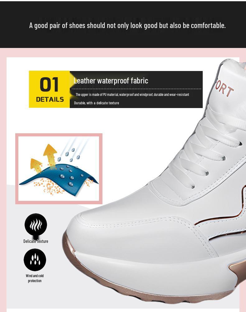 2025 Winter Women's Warm Cotton Sports Shoes - 8cm Height-Increasing, Casual & Invisible Lift Sneakers