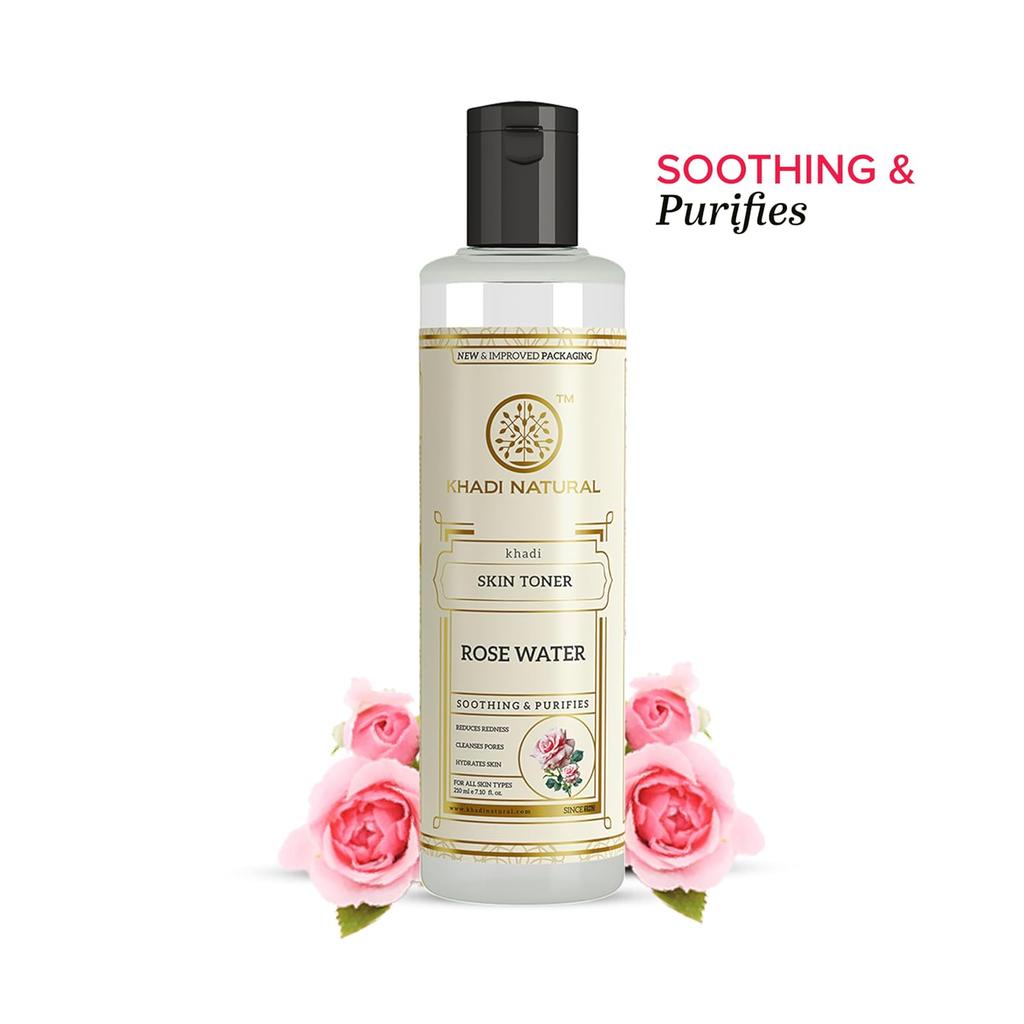 Khadi Natural Rose Water Herbal Skin Toner Hydrating Face Mist Balancing Refreshing Care For All Skin Types 210 ml