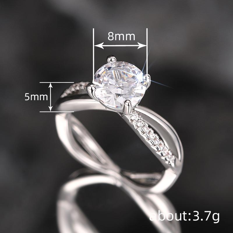 Classic Round Zircon Ring, Engagement Wedding Accessories, Stylish Micro-Inlaid Ring