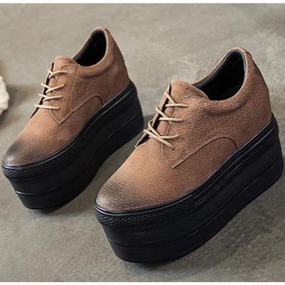 Matsu Cake Shoes for Women Spring New Thick Sole Inner Heightening Retro Color Polishing Single Shoe Women Platform Shoes Heels