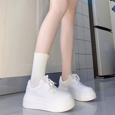 Platformowe Białe Buty Damskie Lato Nowy Styl Preppy Do Wszystkiego Zwiększające Wysokość Casualowe Sportowe Buty Skate Platformowe Buty Moda Ins