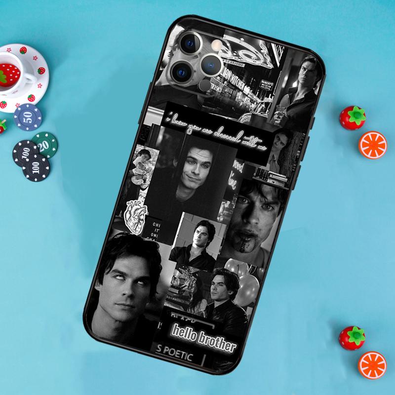 Damon Salvatore Vampire Diaries Phone Case For iPhone 17 Air 16 15 14 13 11 12 Pro Max 13 12 mini 15 16 Plus 16e Cover Funda
