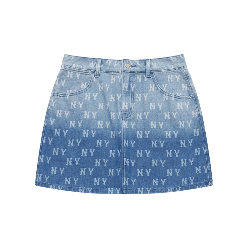 New MLB MONOGRAM Collection New York Yankees SS25 Denim Short Skirts Women's Denim 3FDSM0253-50INS