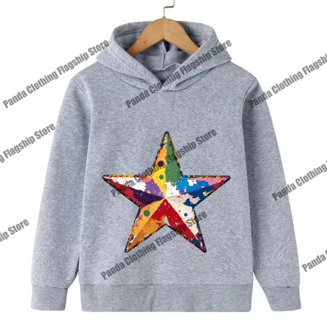 Pink Star Print Children's Hoodie for Boys and Girls - Long-Sleeved and Warm