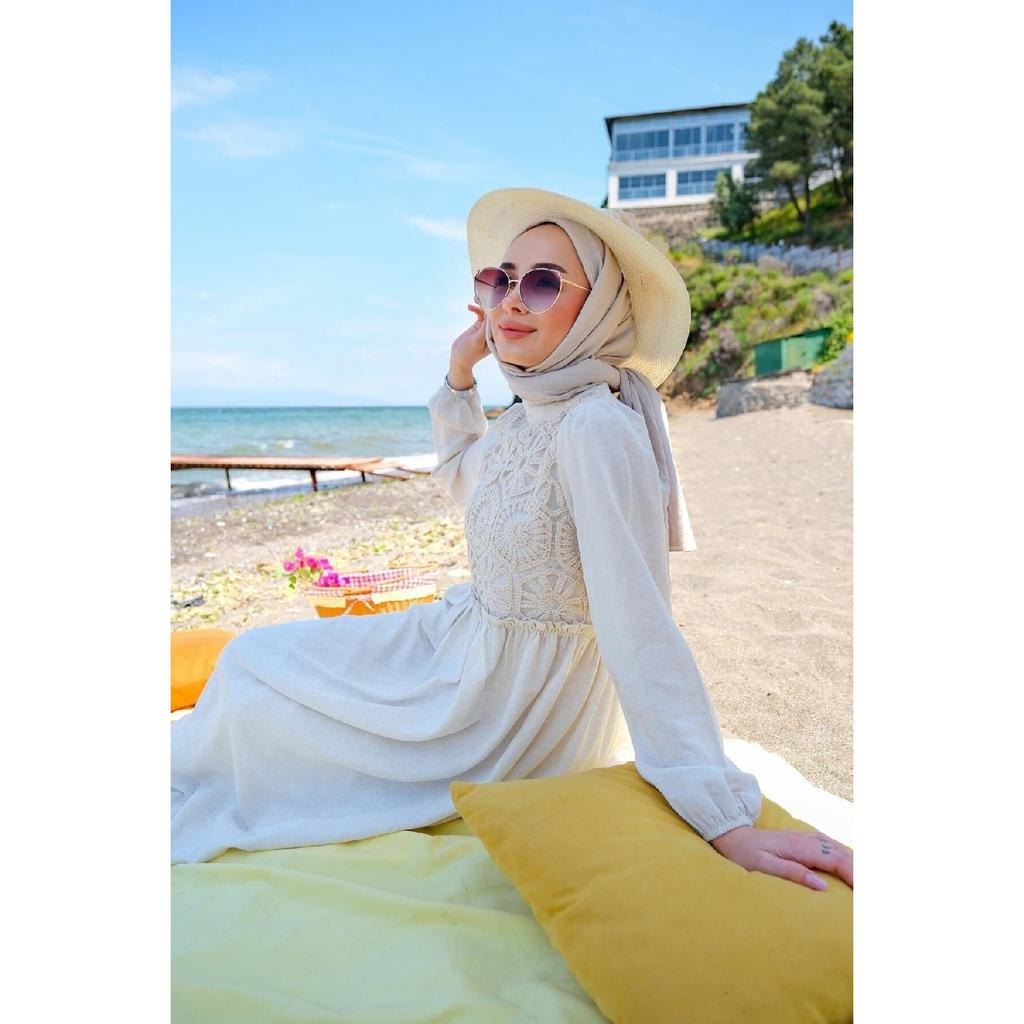 Dámský hidžáb šaty s krajkou vepředu s podšívkou