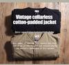 Men's Winter Japanese Retro Collarless Quilted Cotton Jacket for Outdoor Sports