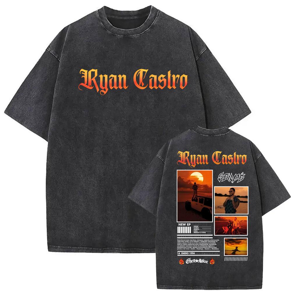 

Rapper Ryan Castro Sende Album Tour Graphic Tshirt Men Women Fashion Oversized Vintage Washed Tshirts Short Sleeve T Shirt S