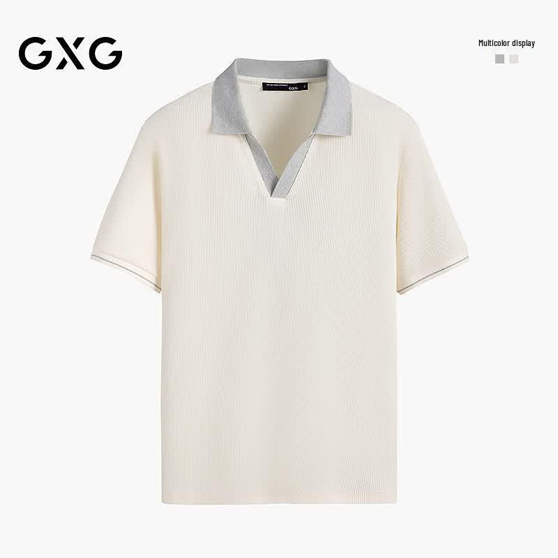 Мужская повседневная модная рубашка-поло с коротким рукавом GXG XXXL грязно-белый