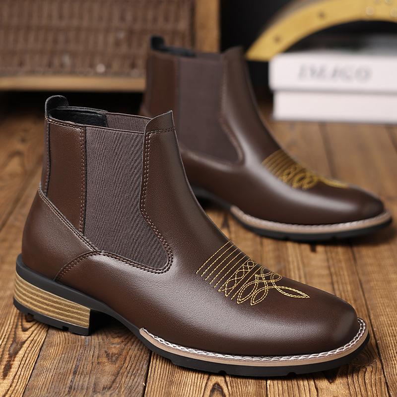 R007 Chelsea Boots Embroidered Pullover Chelsea Boots Men's Martin Boots, Foreign Trade