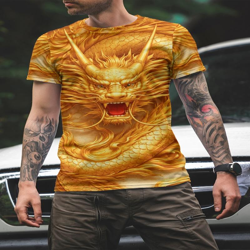 חולצת טריקו זאב 2025 לגברים הדפס חיות שרוול קצר עליון 3D קז'ואל רחוב חולצת טריקו לגברים גזרה רחבה חולצת טריקו גברים בגדי וינטג'