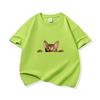 Kids Cotton T Shirt Peeking Bengal Cat Print Crew Neck Short Sleeve Tee Casual Breathable Boys Girls Summer Tops