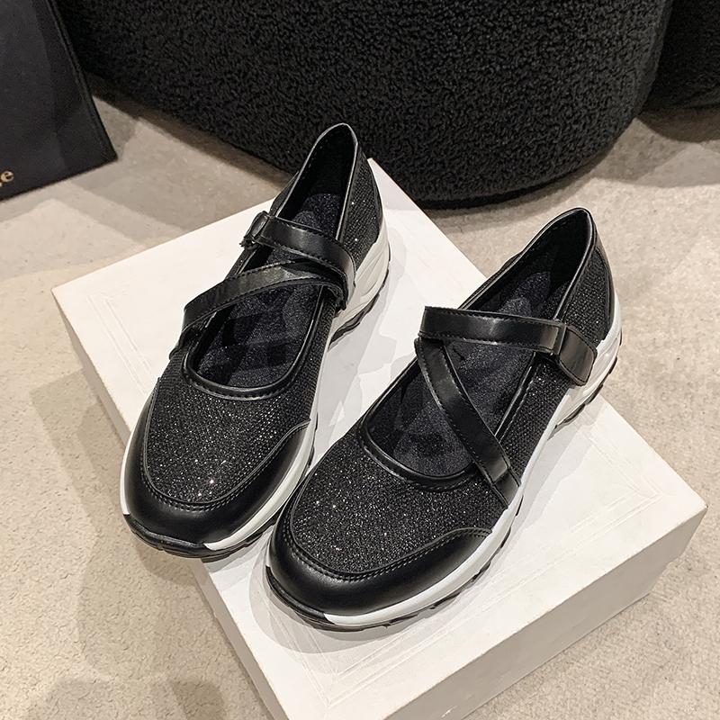 

Женская мода Блестки Ткань Мелкая сетка Повседневная обувь На толстой подошве Амортизационная Спортивная обувь Обувь для ежедневной ходьбы 35 чёрный