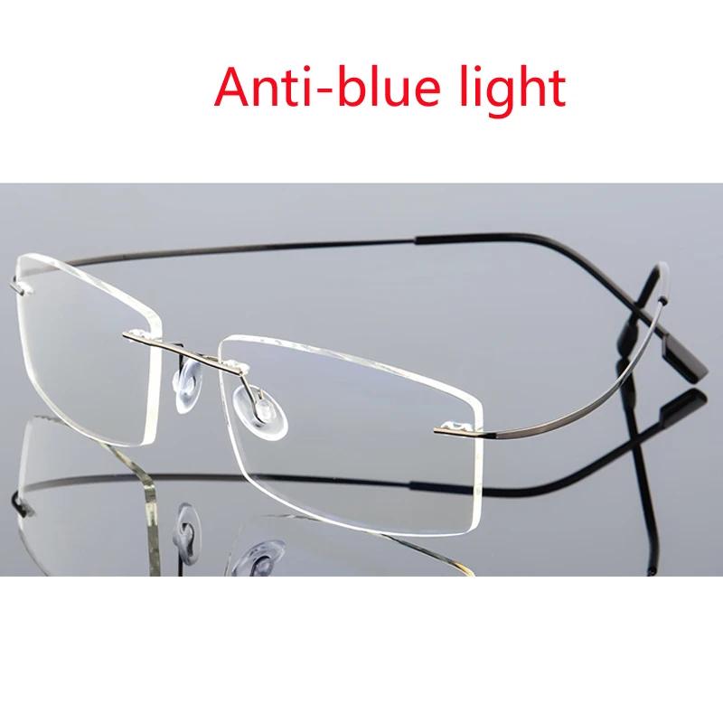 Customize Coating Frameless Myopia Glasses Anti Blue Light Prescription Computer Eyeglasses 0 -0.5 -1 -1.5 -2 -2.5 -3 -4 -5 -6