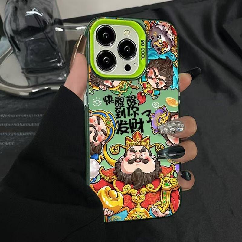 Fortune God Apple 16promax mobile phone case is suitable for iPhone15 color silver 14pro13IMD12/11