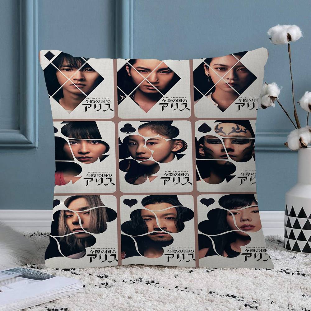 Hot TV Alice In Borderland Pillow Cover for Bedroom Room and Living Room Sofa Decorative Cushion Cover