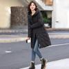 Women’s Winter High End Elegant Thickened Mid Length Padded Down Coat Waist Cinched Hooded Warm Fashion Outerwear