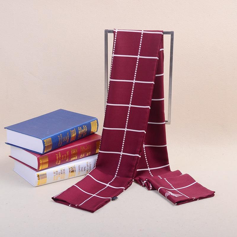 Autumn and winter new silk trend double-sided scarf long business silk scarf men's plaid printing gift