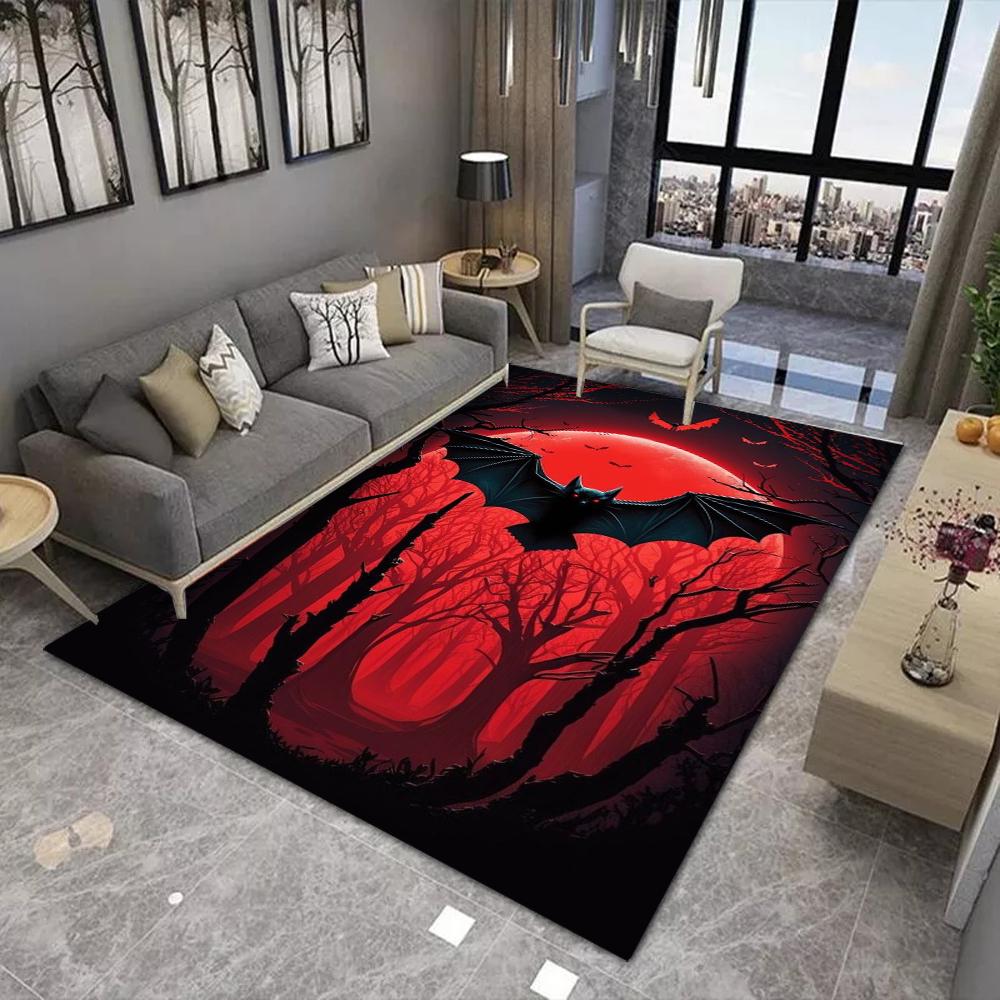 Halloween Bat Print Floor Mat, Non-Slip Door Rug for Living Room Carpet Festive Home Decor for Xmas, Halloween Home Decor