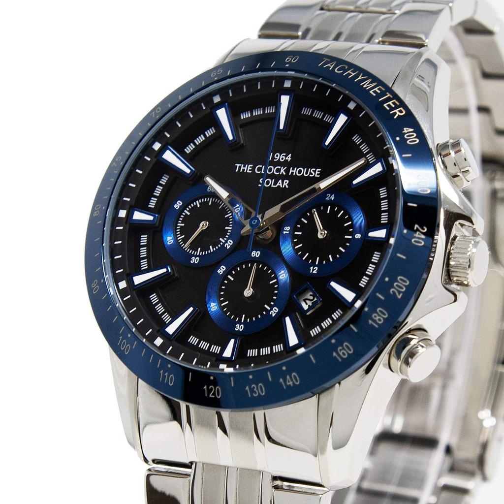 The Clock House Men's Watch Business Casual Solar Chronograph MBC1003-BK6A Navy X Black