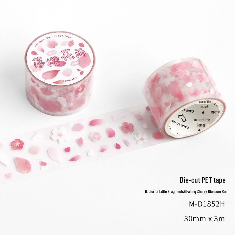 Colorful Die-cut PET Tape: Hand-drawn Illustration, Waterproof Case, Journal & Collage Decoration.