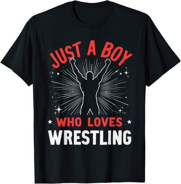 Just A Boy Who Loves Wrestling Kids Wrestler Graphic T-Shirt XL