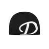 DEINET D LOGO KNIT BEANIE IN BLACK