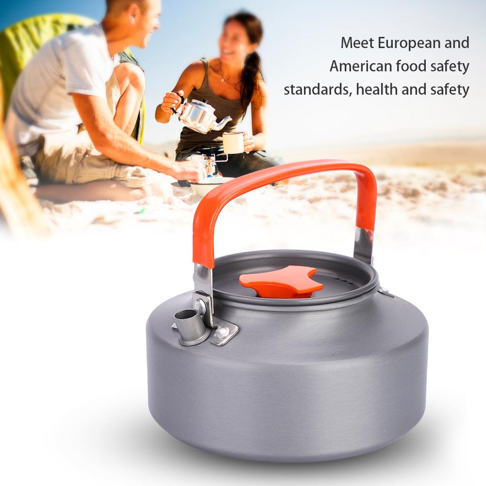 1.1L AluminumTeapot Coffee Tea Pot Kettle for Camping Hiking Kitchen Black Handle