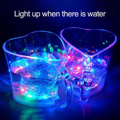 260ML Glowing Cup Transparent Acrylic Mug Luminous Heart-shaped Drinking Cup for Bar Night Club Parties