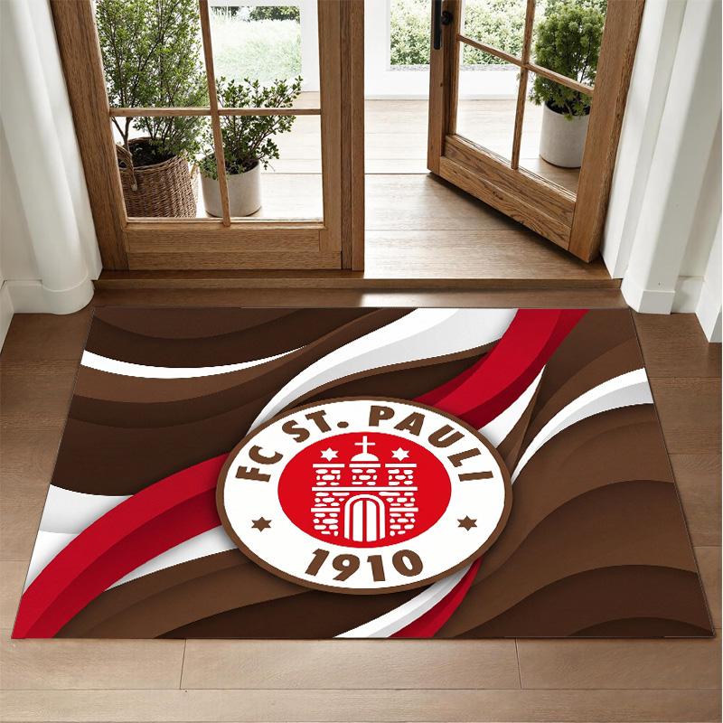 FC St. Pauli Football Design Crystal Velvet Rug Soft Decorative Mat for Bedroom Entrance