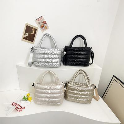 Laminated Winter Tote Bag: Stylish Lightweight Crossbody & Shoulder Women's Down Coat Bag