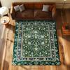 Muted Green Boho Area Rug Rustic Aesthetic Living Room Pastel Green Home Decor Carpet Cottagecore Green Bedroom Floor Mat