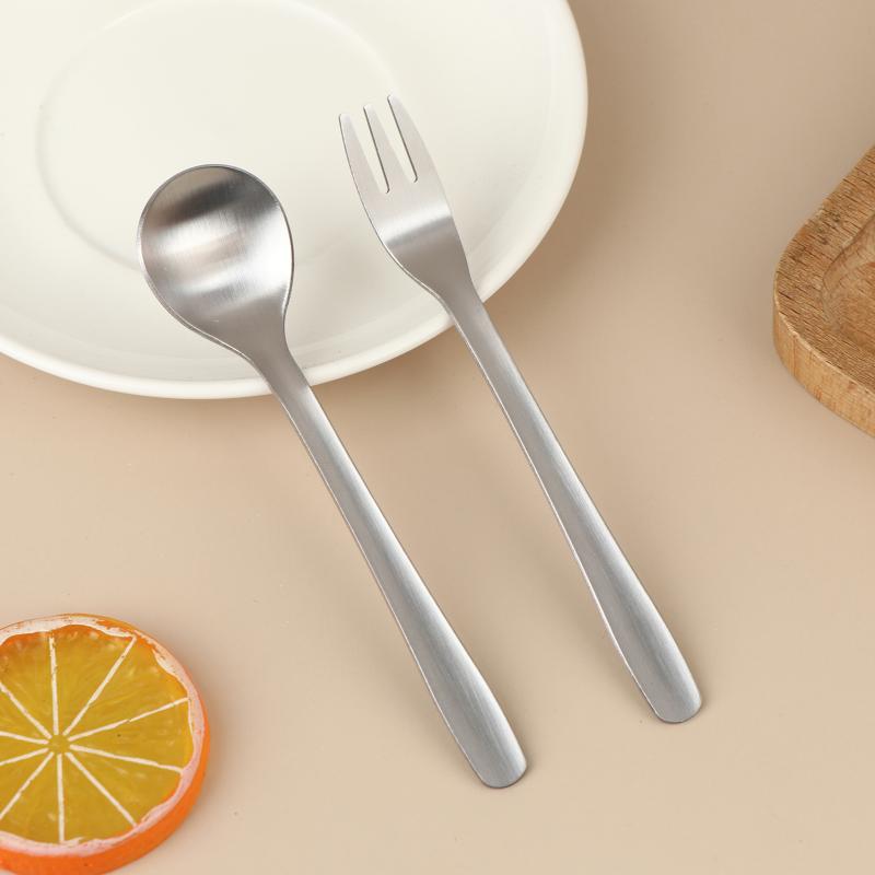 Outdoor Stainless Steel Fork Spoon Salad Spoon Cake Fruit Fork Western Fork Tableware For Home School And Restaurant