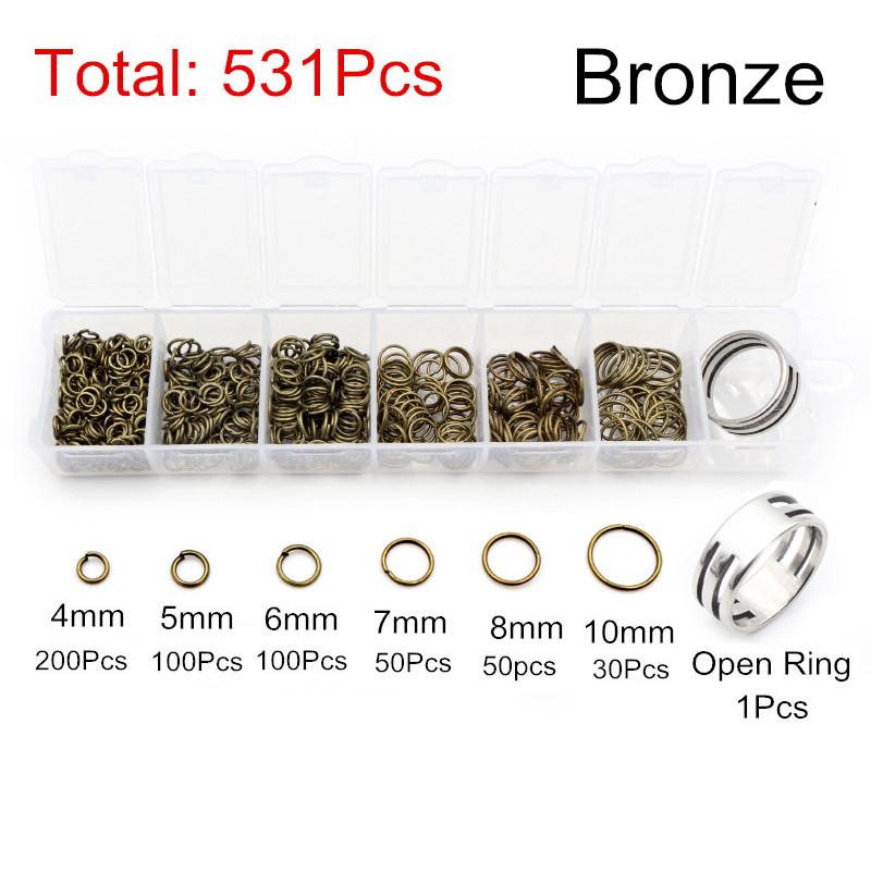 

One Set Box 3 4 5 6 7 8 10mm Bronze Gold Silver Palted Open Jump Rings Split Rings Link Loop For DIY Jewelry Making Findings