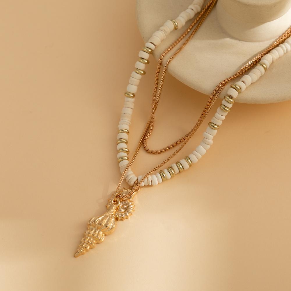 And Alloy Versatile Soft Clay Necklace Featuring Exotic Shells Perfect For Summer Outfits